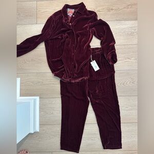 Johnny Was Velvet Set in Deep Burgundy